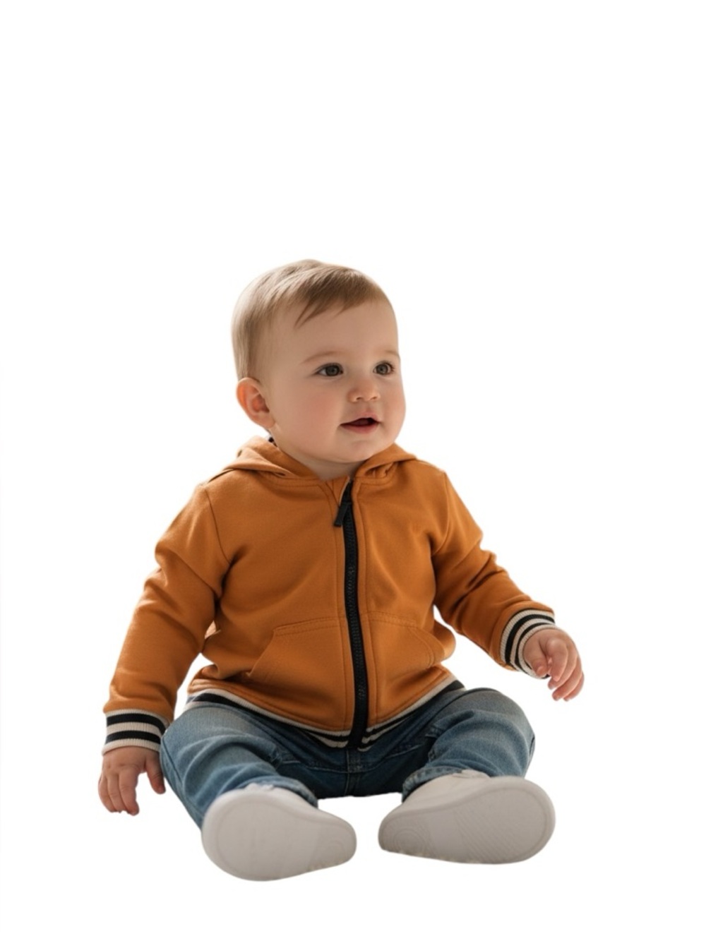 Tommy Bahama Baby Boy Hooded Zip Hoodie with Striped Trim